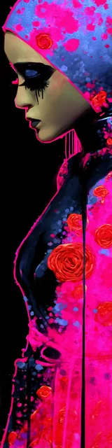 Free unique bookmark featuring a lady in a hot pink side view pose